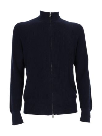 Ballantyne Ribbed Cotton Full Zip Sweater