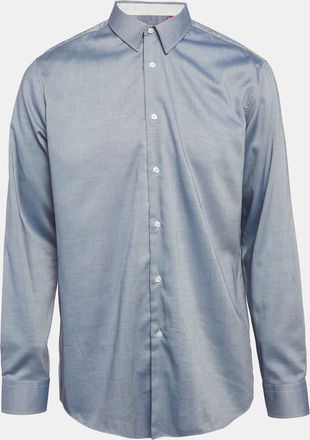 HUGO BOSS Blue Pattern Cotton Regular Fit Cotton Shirt