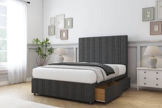 Sloomy Langston Dumfries Divan Set 2 Drawers-26 Headboard-Footboard in Dark Grey | Size: Small Double