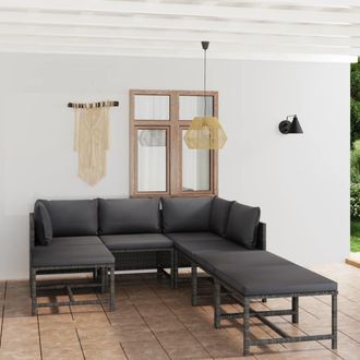 vidaXL Vidaxl - Set De Muebles De Jard&iacute;n 7 Pzas Y Cojines Rat&aacute;n Sint&eacute;tico Gris