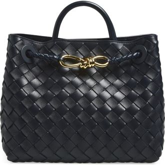 Bottega Veneta Small Andiamo Intrecciato Shoulder Bag in Midnight at Nordstrom