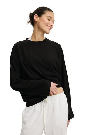Cotton On Womens Boxy Long Sleeve Top in Black at Nordstrom, Size X-Small