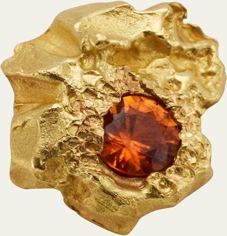 Elhanati Single Rock Earrings in 18K Solid Yellow Gold with 3.75mm Orange Sapphires