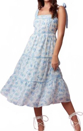 Peach Love California Floral Tie Strap Sundress In Blue