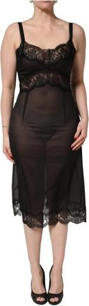 Dolce & Gabbana Chemise Jurk - Dames - Casual kleedjes - Zwart - L - Nylon - Kleedjes