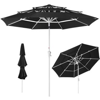 Best Choice Products 10ft 3-Tier Patio Umbrella White Pole, Outdoor Market Umbrella Steel Pole