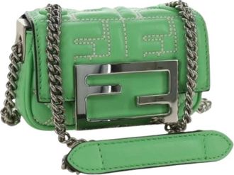 Fendi Pre-owned Vintage Mini Schoudertas - Dames - Vintage Mini Tas - Groen - ONE Size - Leer - Vintage