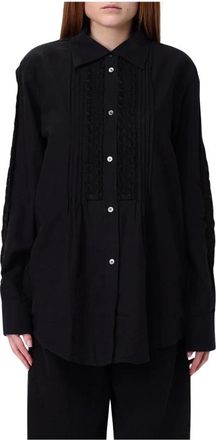 Our Legacy Shirts, female, Black, Size: M Black Cotton Shirt with Pleated Detail