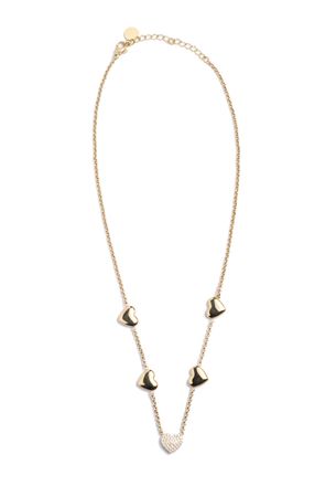 Freddy Collana in acciaio dorato con cuori e strass
