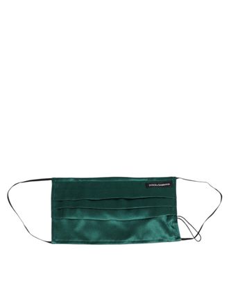 Dolce & Gabbana Unisex Green Silk Pleated Elastic Ear Strap Face Mask Accessory