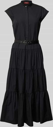 Max Mara Maxikleid mit Stehkragen Modell BAIRO in Black, Größe 42