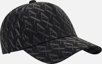 A|X Armani Exchange Mens Cotton AX Monogram Logo Black Cap - Size: ONE size