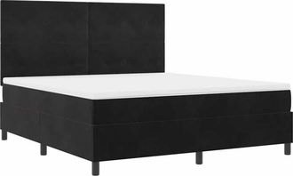 vidaXL Cama Tipo Box Spring Con Colch&oacute;n Negro 180 X 200 Cm Terciopelo Vidaxl