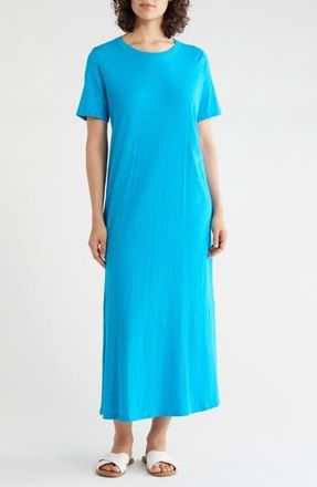 Eileen Fisher Creneck Organic Cotton Maxi T-Shirt Dress in Oahu Blue at Nordstrom Rack, Size Xx-Small