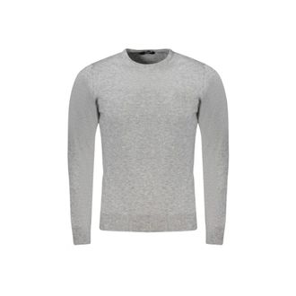 Cavalli Truien & Vesten, Heren, Grijs, L, Polyester, Trui met ronde hals en borduursel