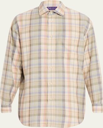Ralph Lauren Purple Label Plaid Hemp-Cotton Shirt