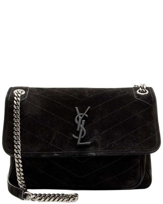Saint Laurent Suede Monogram Niki Medium Shoulder Bag (Authentic Pre-Loved)