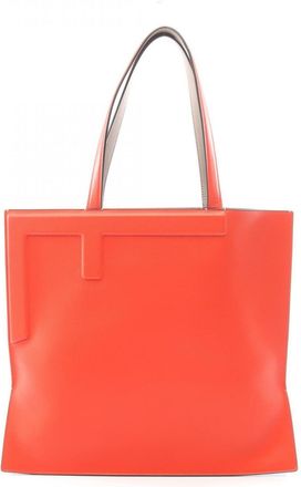 Fendi Beige Blue Red Color Leather Handbag Tote Bag (Pre-Owned)