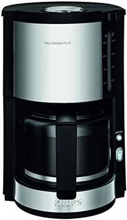 Krups Proaroma Plus - Cafetera (independiente, Cafetera De Filtro, 1,25 L, 1100 W, Negro, Acero Inoxidable, Transparente)