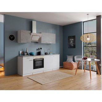 Respekta Cucina Blocco Cucina Blocco Cucina Cucina componibile Cemento Bianco Malia 210 cm Respecta