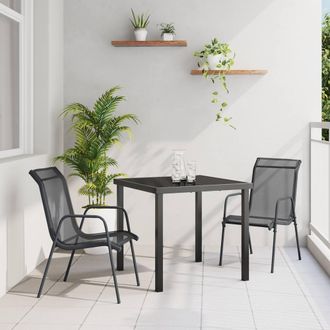 Berkfield Home 3 Piece Garden Dining Set Black Textilene & Steel