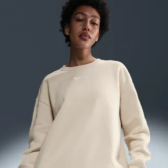 Nike Womens Nike Sportswear Phoenix Fleece Oversized Crew-Neck Sweatshirt in Brown | FZ4270-104