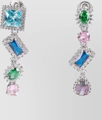 Maison Margiela geometric drop earrings silver tone gemstones