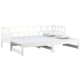 Berkfield Home Pull-out Day Bed White Solid Wood Pine 2x(90x200) cm