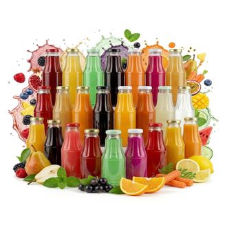 OEM 50 Botellas De Vidrio Para Zumo De Frutas De 300 Ml + Tapa Para Zumos Caseros