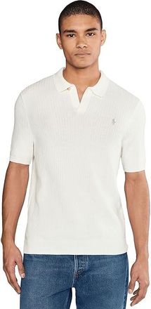Polo Ralph Lauren Rib-Knit Cotton Johnny-Collar Sweater Mens Sweater Deckwash White : 2XL