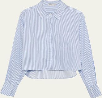 SIMKHAI Renata Long-Sleeve Crop Shirt