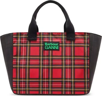 Ganni x Barbour Borsa tote con motivo tartan - Rosso