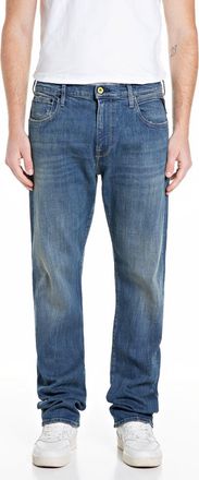 Replay Straight-Jeans REPLAY Aideen, Herren, Gr. 30, L&auml;nge 32, medium blau, Denim/Jeans, Obermaterial: 99% Baumwolle, 1% Elasthan, straight fit lang, Jeans S