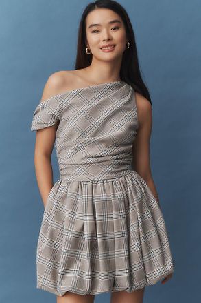 AMUR Melissa One-Shoulder Draped Bubble Mini Dress