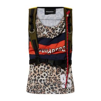 Dsquared2 Sleeveless Tops, female, Multicolor, Size: 2XS Top with appliqu&eacute;s