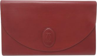 Cartier Bordeaux Red Color Leather Clutch Bag (Pre-Owned)
