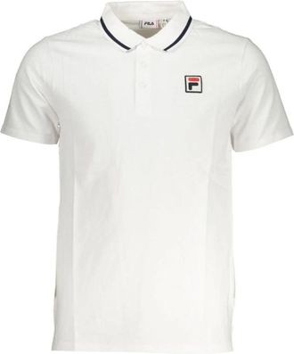 Fila Strak Katoenen Poloshirt met Contrasterende Accenten - Heren - Polos - Wit - S - Katoen - Tops