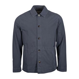 Woolrich Light Jackets, male, Blue, Size: L Poplin Overshirt GD