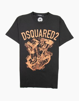 Dsquared2 Mens Dsquared2 Graphic Engine Print T-Shirt Black - Size: 36
