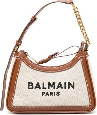 Balmain Neutral B-Army Canvas Shoulder Bag - Womens - Cotton/Calf Leather/Calf Leather