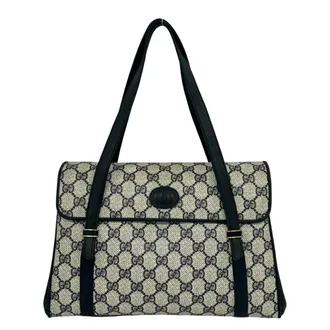 Gucci Navy Pvc Leather Handbag Shoulder Bag Tote Bag (Pre-Owned)