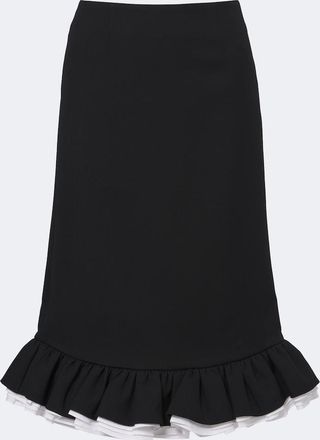 Shushu/Tong Ruffled wool and silk midi skirt