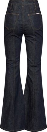 Self Portrait Womens Flared Jeans Indigo Denim Blue Cotton