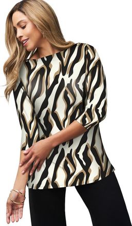 Jessica London Stretch Cotton Boatneck Tunic in Ivory Abstract Zebra at Nordstrom, Size 12