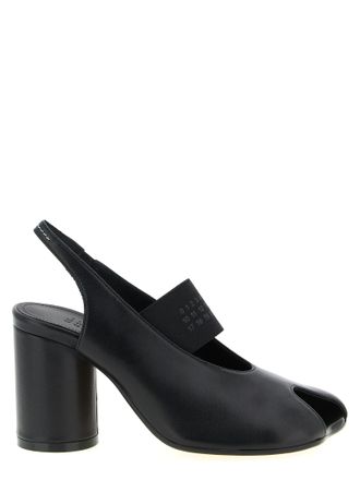 Maison Margiela Black Lamb Leather Mid Heel Womens Pumps