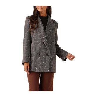 Access Fashion Access Fashion - Bruine Blazer voor Stijlvolle Vrouwen - Dames - Jassen - Grijs - Maat: S Poliester