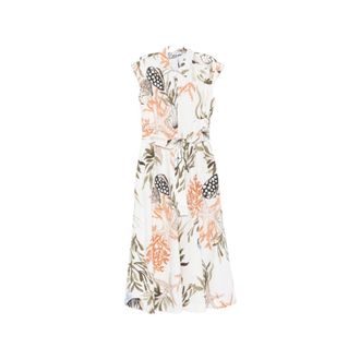 Marella Padana Belted Midi Dress - Dames - Casual kleedjes - Veelkleurig - XL - Katoen - Kleedjes