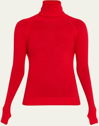 Victoria Beckham Turtleneck Raglan Long-Sleeve Sweater