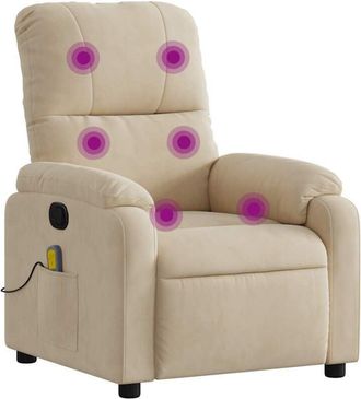 vidaXL Vidaxl - Poltrona Reclinabile Massaggiante Crema Tessuto di Microfibra