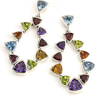 Samuel B. Silver 13.64 Ct. Tw. Gemstone Trillion Earrings